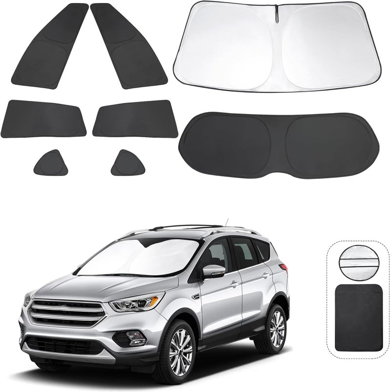 LHFLIVE 8PCS Windshield Sun Shade Custom Fit for 2013-2019 Ford Escape Accessories Foldable Sunshade Side Rear Window Shade Cover Full Set Privacy Protection Keeps Car Cool - Image 1